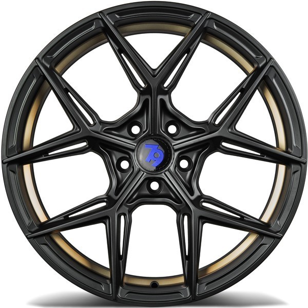 Seventy9 SCF-B 19" 8,5J ET30 + 9,5J ET35 5x120 Black Glossy Gold Inner Lip - obrazek 4