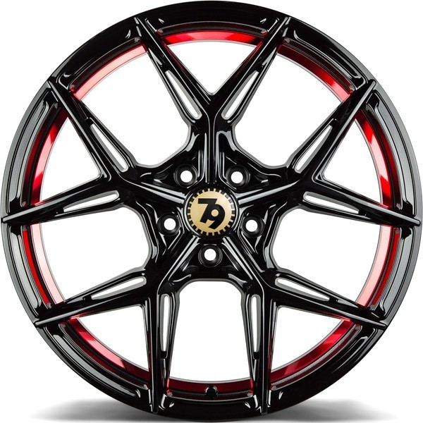 Seventy9 SCF-B 19" 8,5J ET35 5x112 Black Glossy Red Inner Lip - obrazek 5