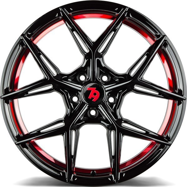 Seventy9 SCF-B 19" 8,5J ET35 5x112 Black Glossy Red Inner Lip - obrazek 6