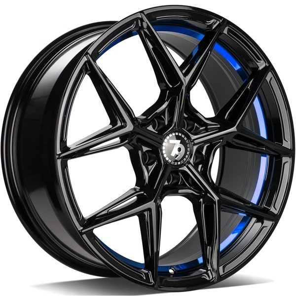 Seventy9 SCF-B 19" 9,5J ET35 5x120 Black Glossy Blue Inner Lip