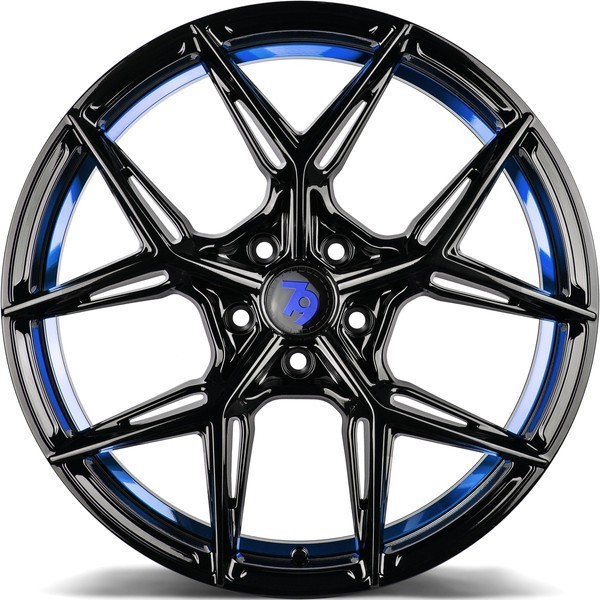 Seventy9 SCF-B 19" 9,5J ET35 5x120 Black Glossy Blue Inner Lip - obrazek 4