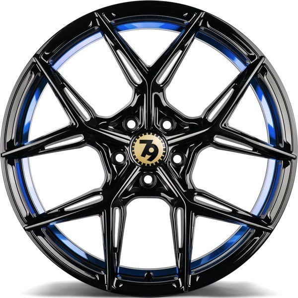 Seventy9 SCF-B 19" 9,5J ET35 5x120 Black Glossy Blue Inner Lip - obrazek 5
