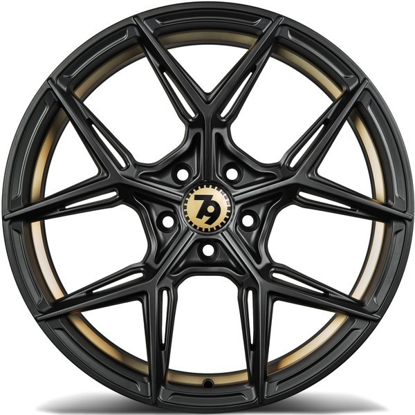 Seventy9 SCF-B 19" 9,5J ET35 5x120 Black Glossy Gold Inner Lip - obrazek 5