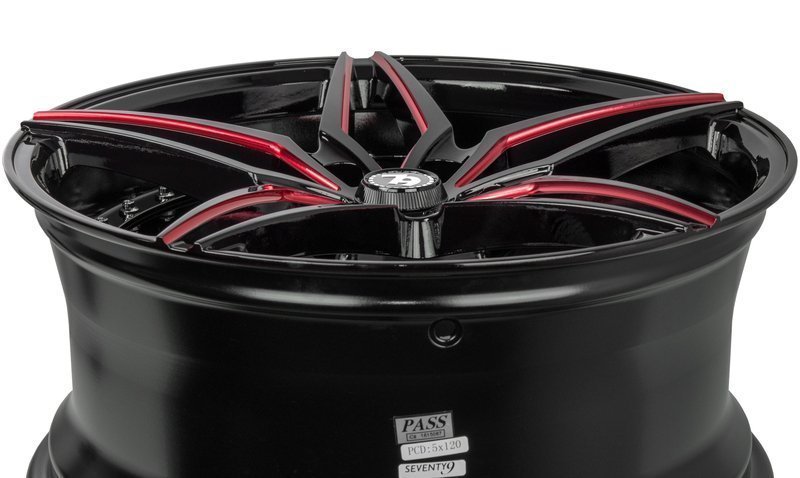 Seventy9 SV-AR 19" 8,5J ET30 5x120 Black Glossy Milled Red - obrazek 8