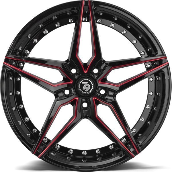 Seventy9 SV-AR 19" 8,5J ET30 + 9,5J ET35 5x120 Black Glossy Milled Red - obrazek 3