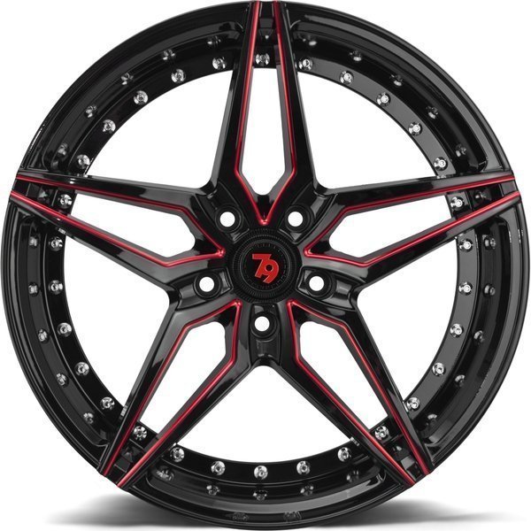 Seventy9 SV-AR 19" 8,5J ET30 + 9,5J ET35 5x120 Black Glossy Milled Red - obrazek 4
