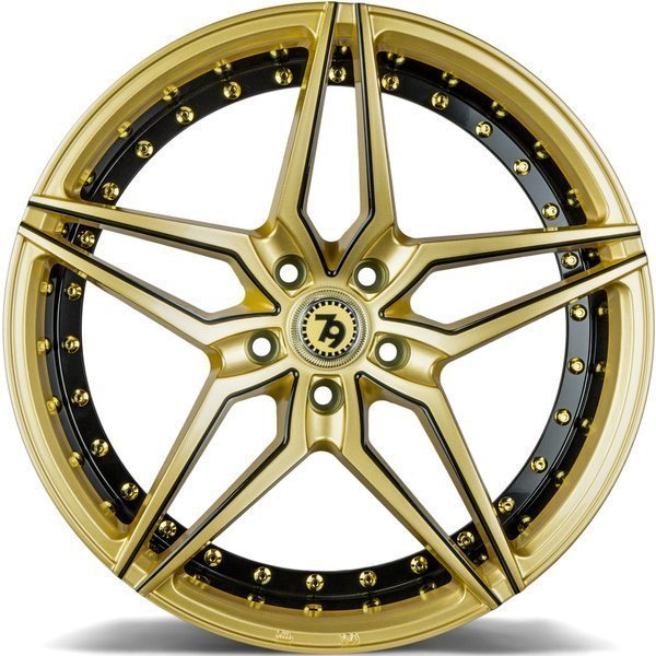 Seventy9 SV-AR 19" 8,5J ET30 + 9,5J ET35 5x120 Gold Black Lip Milled Black - obrazek 3