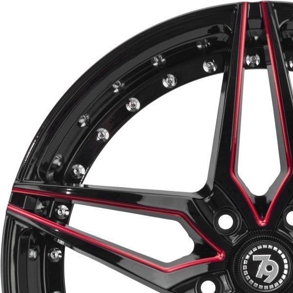 Seventy9 SV-AR 19" 9,5J ET35 5x120 Black Glossy Milled Red - obrazek 9