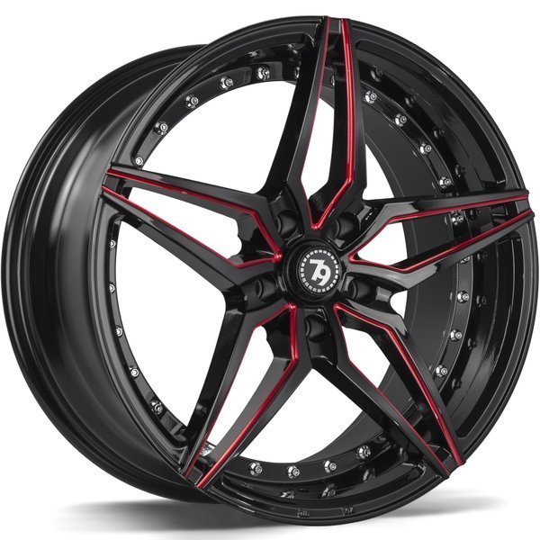 Seventy9 SV-AR 19" 9,5J ET38 5x112 Black Glossy Milled Red