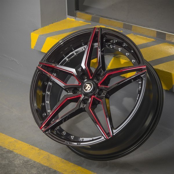 Seventy9 SV-AR 19" 9,5J ET38 5x112 Black Glossy Milled Red - obrazek 12