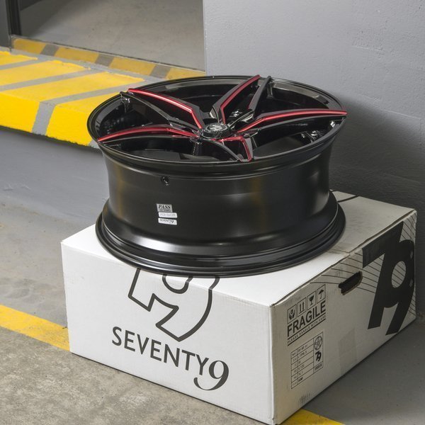 Seventy9 SV-AR 19" 9,5J ET38 5x112 Black Glossy Milled Red - obrazek 13