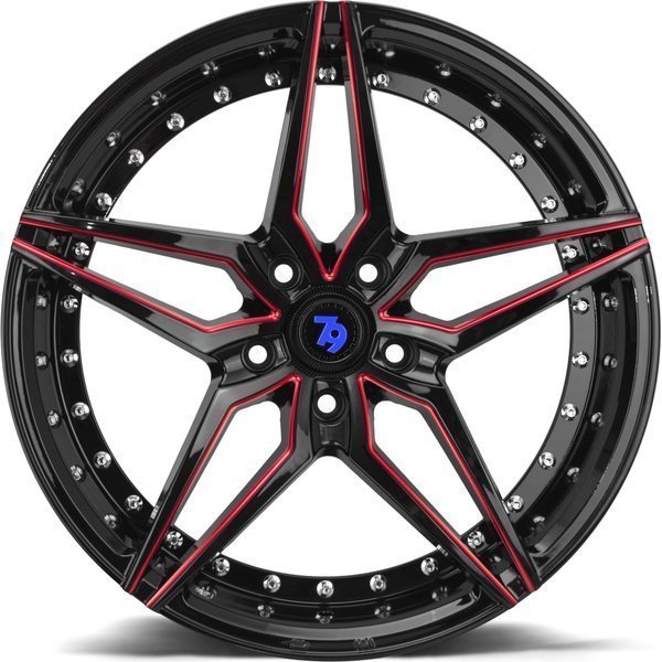 Seventy9 SV-AR 19" 9,5J ET38 5x112 Black Glossy Milled Red - obrazek 5