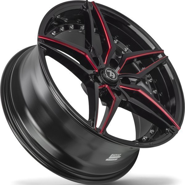 Seventy9 SV-AR 19" 9,5J ET38 5x112 Black Glossy Milled Red - obrazek 7