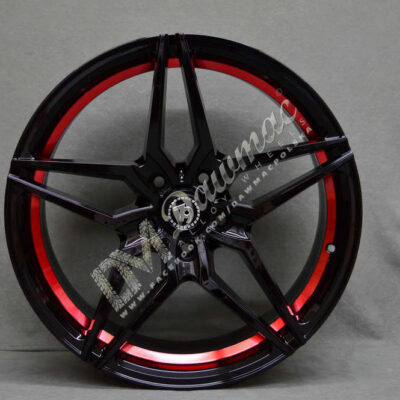 Seventy9 SV-A 18" 8J ET30 5x120 Black Glossy Red Inner Lip