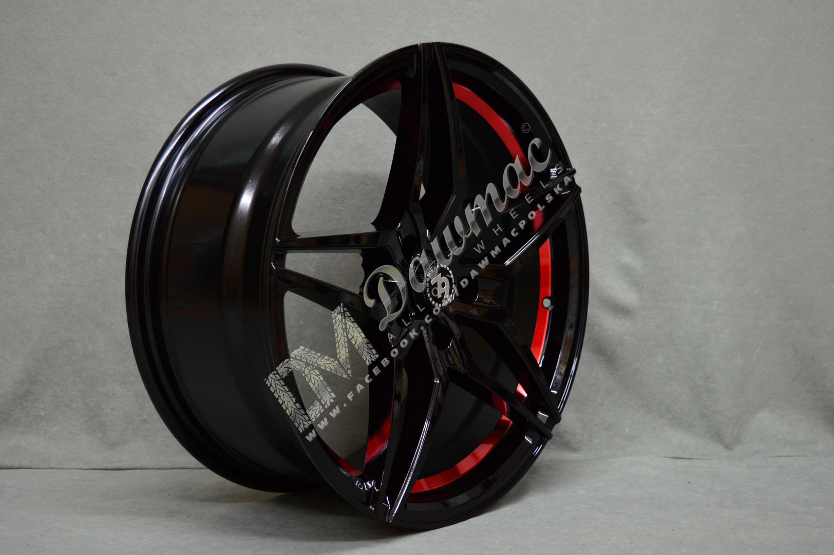 Seventy9 SV-A 18" 8J ET30 5x120 Black Glossy Red Inner Lip - obrazek 4