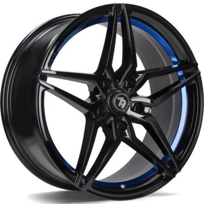 Seventy9 SV-A 18" 8J ET35 + 9J ET40 5x112 Black Glossy Blue Inner Lip