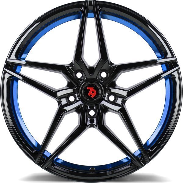 Seventy9 SV-A 18" 8J ET35 + 9J ET40 5x112 Black Glossy Blue Inner Lip - obrazek 6