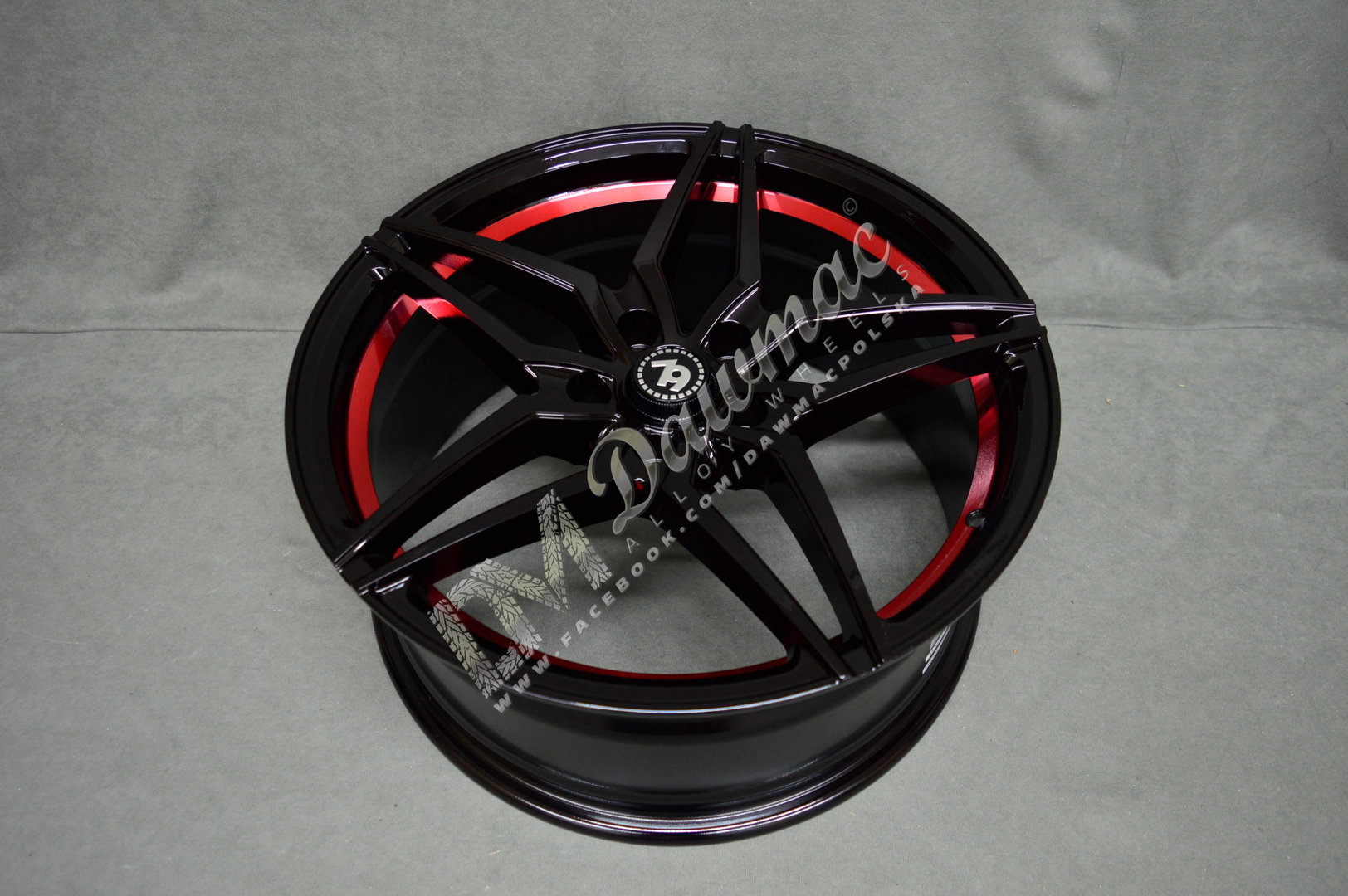 Seventy9 SV-A 18" 8J ET40 5x114,3 Black Glossy Red Inner Lip - obrazek 5