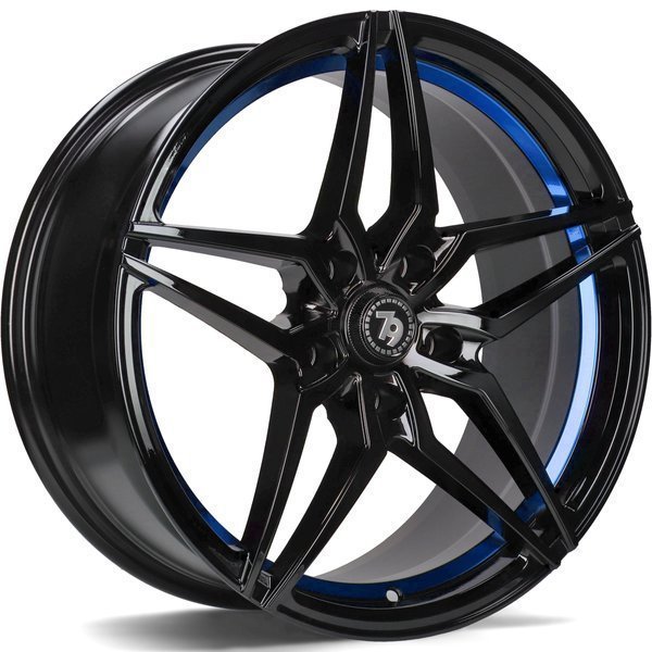 Seventy9 SV-A 18" 9J ET40 5x120 Black Glossy Blue Inner Lip - obrazek 2