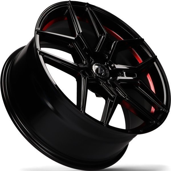 Seventy9 SV-B 17" 7,5J ET42 5x108 Black Glossy Red Inner Lip - obrazek 5