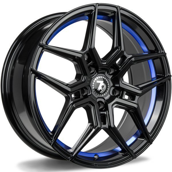 Seventy9 SV-B 18" 8J ET35 5x112 Black Glossy Blue Inner Lip - obrazek 2