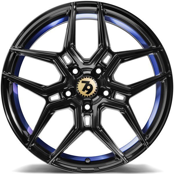 Seventy9 SV-B 18" 8J ET35 5x112 Black Glossy Blue Inner Lip - obrazek 5