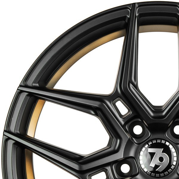 Seventy9 SV-B 18" 8J ET35 5x112 Black Glossy Gold Inner Lip - obrazek 10
