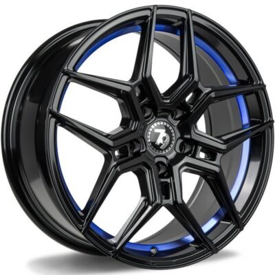 Seventy9 SV-B 18" 8J ET35 5x120 Black Glossy Blue Inner Lip