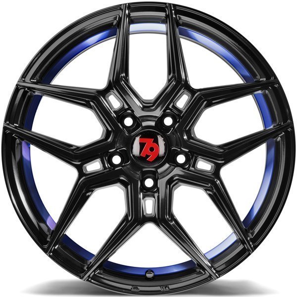 Seventy9 SV-B 18" 8J ET35 5x120 Black Glossy Blue Inner Lip - obrazek 6