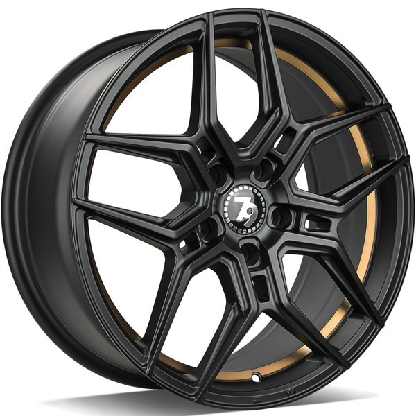 Seventy9 SV-B 18" 8J ET35 5x120 Black Glossy Gold Inner Lip - obrazek 2