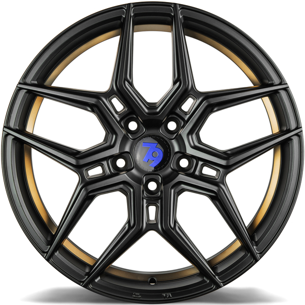 Seventy9 SV-B 18" 8J ET35 5x120 Black Glossy Gold Inner Lip - obrazek 4