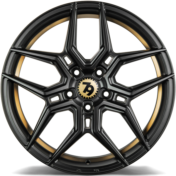 Seventy9 SV-B 18" 8J ET35 5x120 Black Glossy Gold Inner Lip - obrazek 5