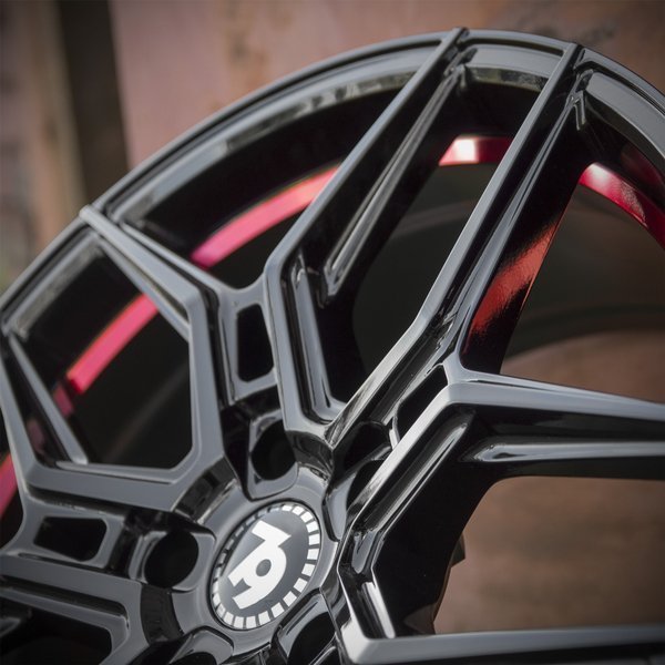 Seventy9 SV-B 19" 9,5J ET38 5x120 Black Glossy Red Inner Lip - obrazek 9