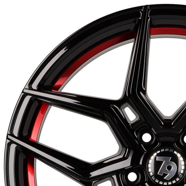 Seventy9 SV-B 20" 8,5J ET30 5x112 Black Glossy Red Inner Lip - obrazek 7