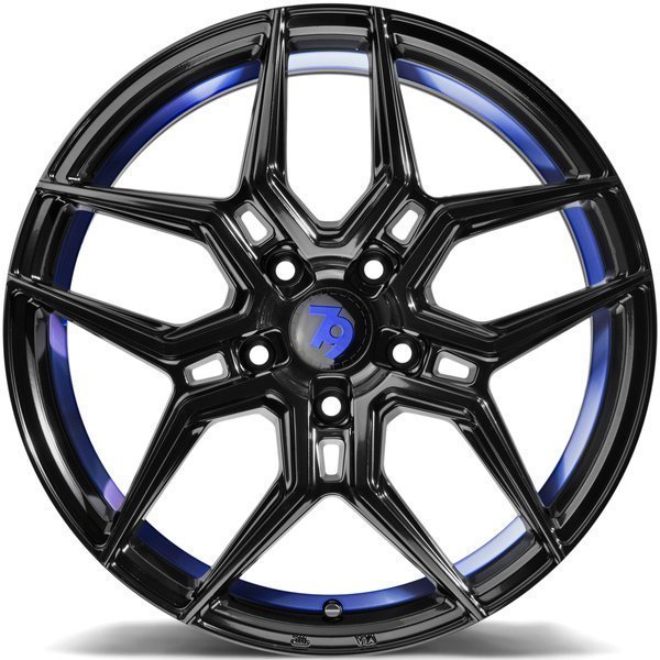 Seventy9 SV-B 20" 8.5J ET35 5x120 Black Glossy Blue Inner Lip - obrazek 4