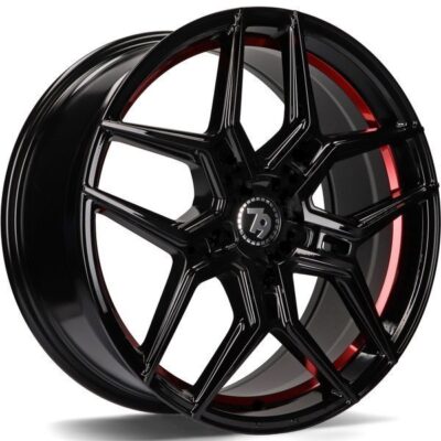 Seventy9 SV-B 20" 8.5J ET35 5x120 Black Glossy Red Inner Lip