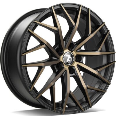 Seventy9 SV-C 17" 7.5J ET40 5x112 Black Glossy Gold Front