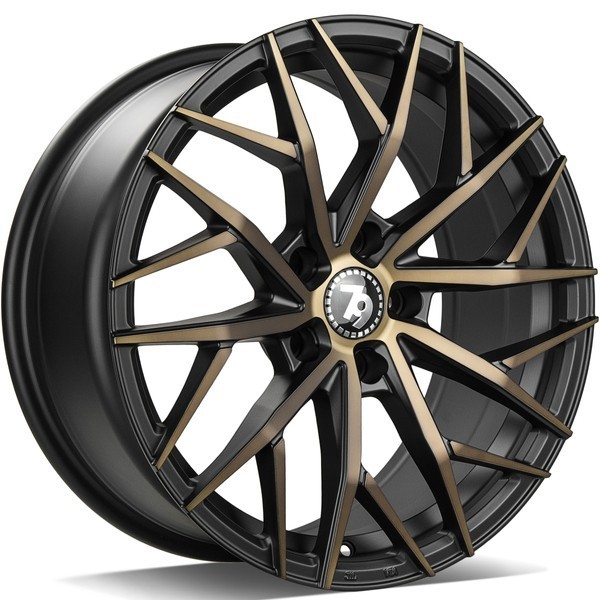 Seventy9 SV-C 17" 7.5J ET40 5x112 Black Glossy Gold Front