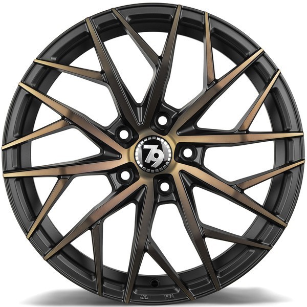 Seventy9 SV-C 17" 7.5J ET40 5x112 Black Glossy Gold Front - obrazek 3