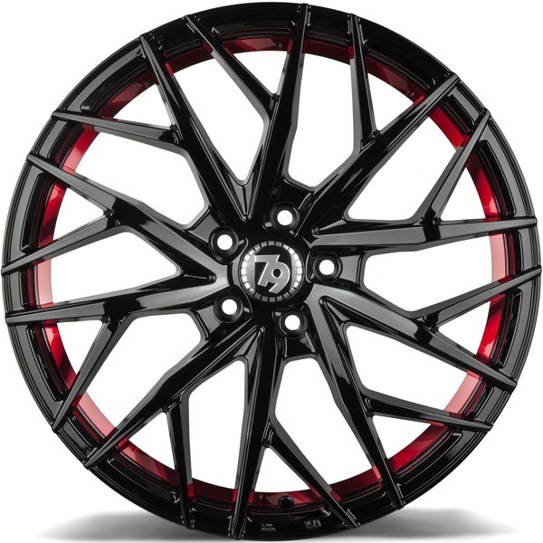Seventy9 SV-C 18" 8J ET30 5x112 Black Glossy Red Inner Lip - obrazek 3