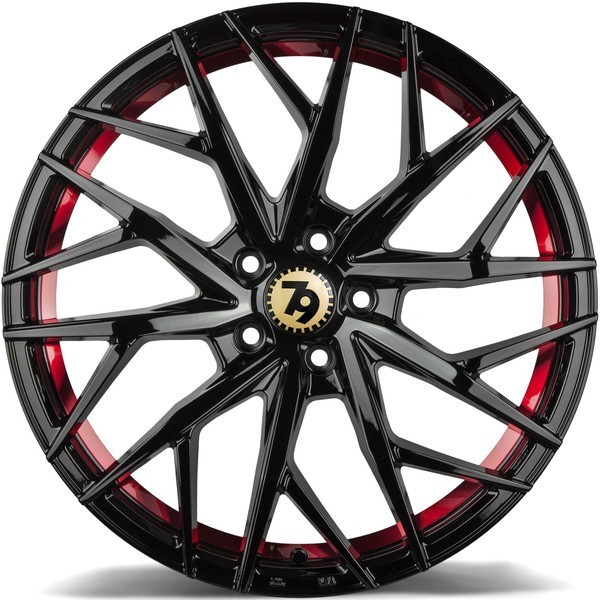 Seventy9 SV-C 19" 8.5J ET30 5x112 Black Glossy Red Inner Lip - obrazek 5
