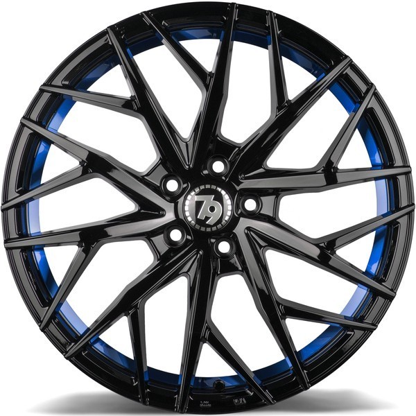 Seventy9 SV-C 19" 8.5J ET33 5x120 Black Glossy Blue Inner Lip - obrazek 3