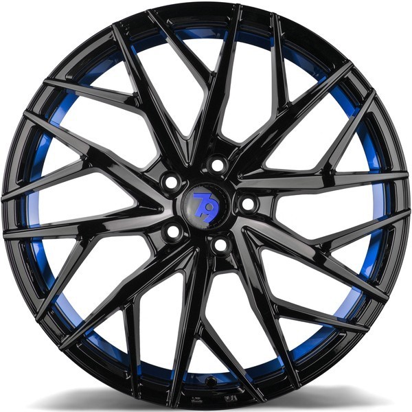 Seventy9 SV-C 19" 8.5J ET33 5x120 Black Glossy Blue Inner Lip - obrazek 4