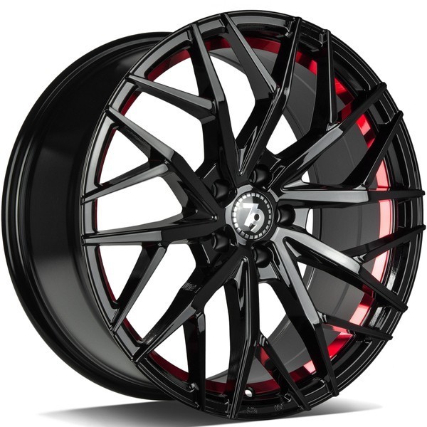 Seventy9 SV-C 19" 8.5J ET33 5x120 Black Glossy Red Inner Lip - obrazek 2