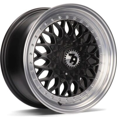Seventy9 SV-E 17" 7.5J ET35 5x112/5x120 Matt Black Front Polished Lip Polished