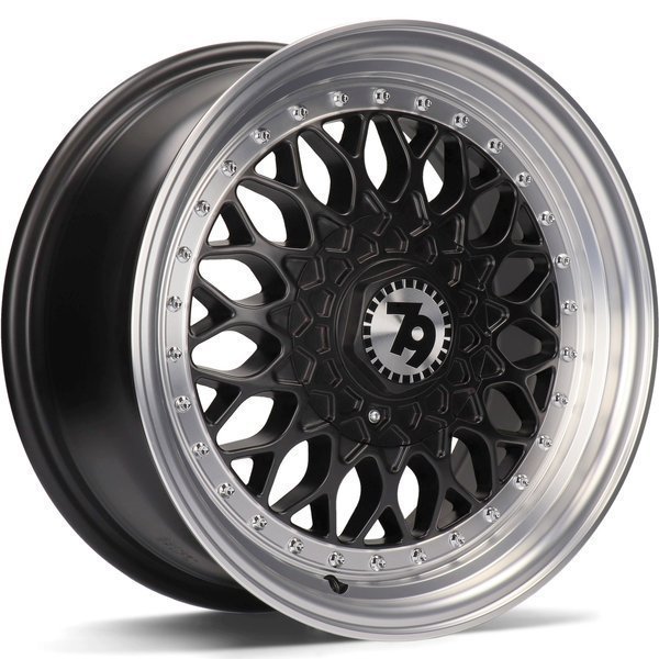 Seventy9 SV-E 17" 7.5J ET35 5x112/5x120 Matt Black Front Polished Lip Polished