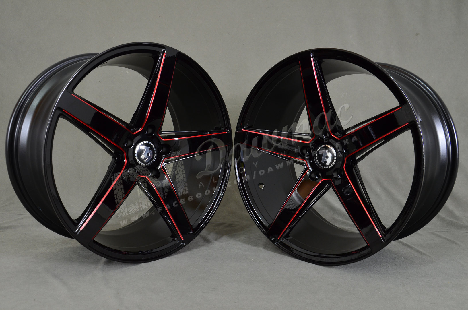 Seventy9 SV-N 18" 8J ET30 5x120 Black Glossy Milled Red - obrazek 3