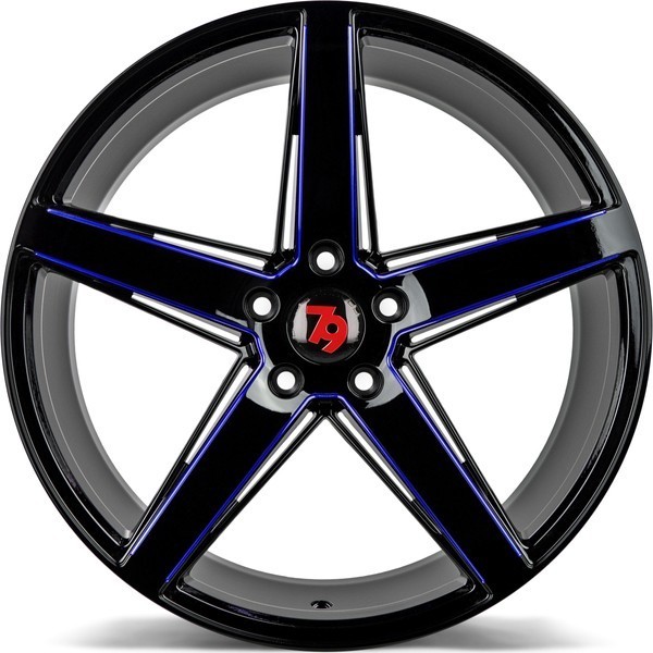 Seventy9 SV-N 18" 8J ET35 5x112 Black Glossy Milled Blue - obrazek 6