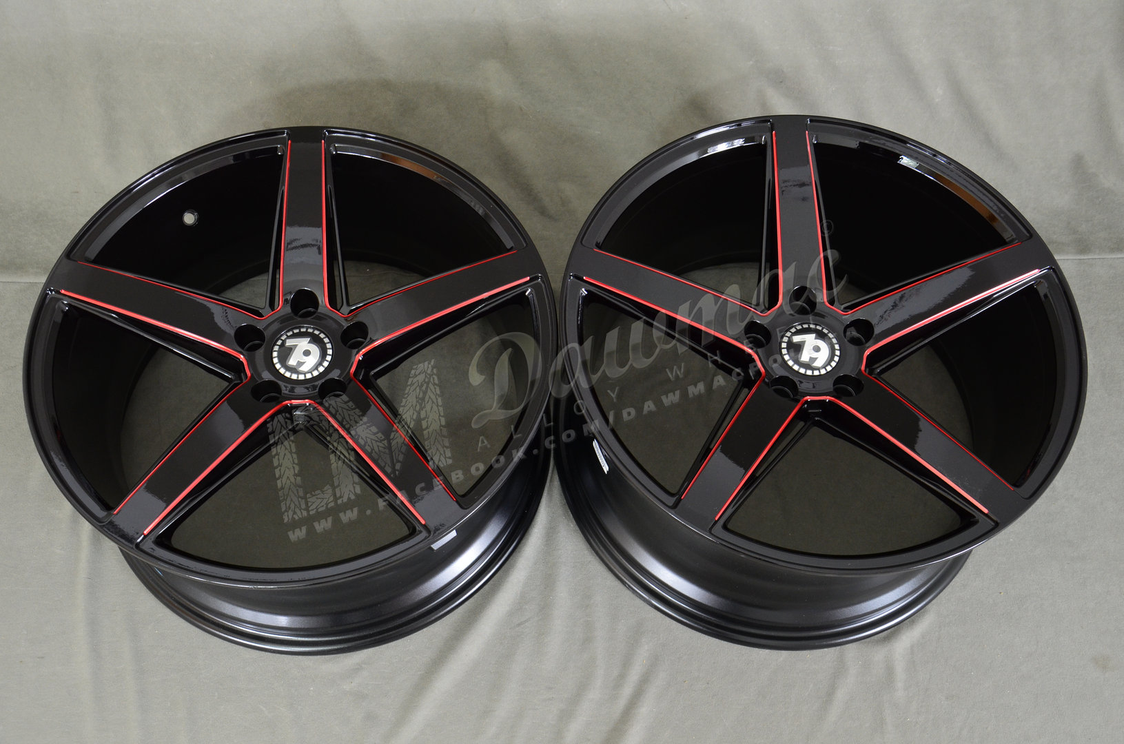 Seventy9 SV-N 18" 8J ET35 + 9J ET40 5x112 Black Glossy Milled Red - obrazek 6