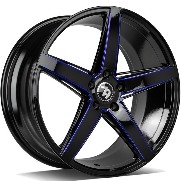 Seventy9 SV-N 19" 8.5J ET30 5x120 Black Glossy Milled Blue - obrazek 2